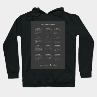 2024 Lunar Calendar, Dark Moon Phase Calendar Hoodie